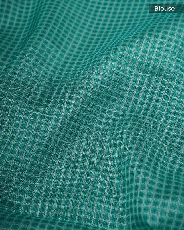 Silk Kota Saree With Digital Print And Contrast Border - L Green