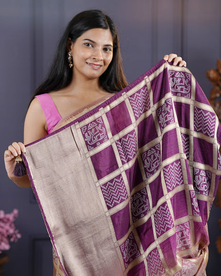 Dola Silk Saree with Bhandni  Weaving - Purple
