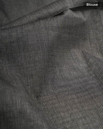 Chanderi Silk Floral Print With Contrast Border - Grey