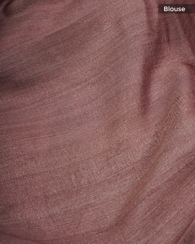 Tusser Saree Kalamkari With Kanchi Border - Onion Pink