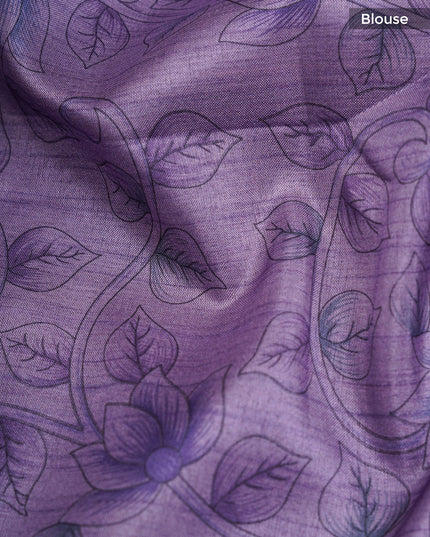 Lenin Tissue Saree with Thread Embroidery Work- Lavender
