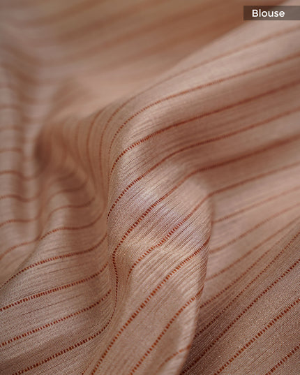 Semi Tusser Silk with Printed Contrast Border - Red