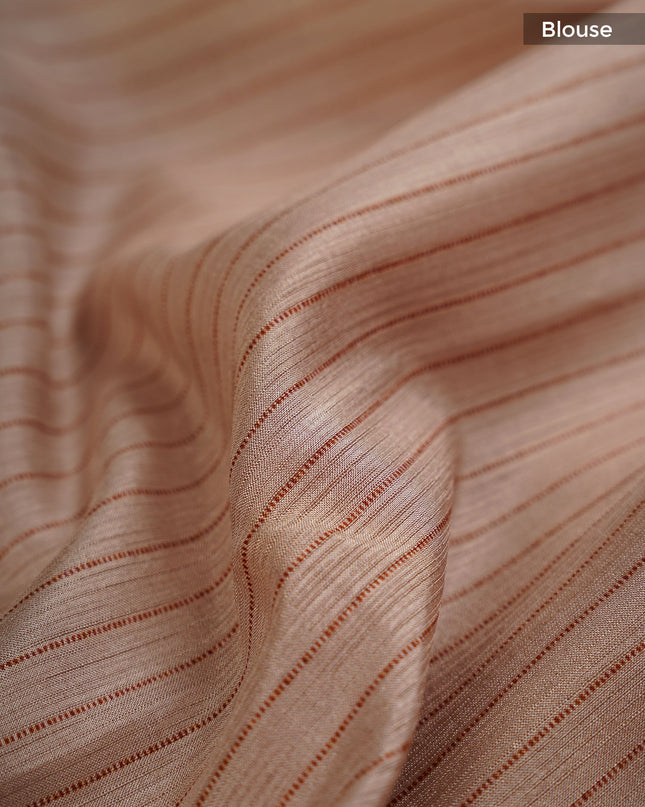 Semi Tusser Silk with Printed Contrast Border - Red