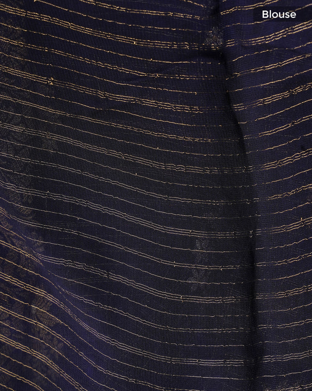 Kaddi Georgette Saree With Gold Butties And Kaddi Border - Black