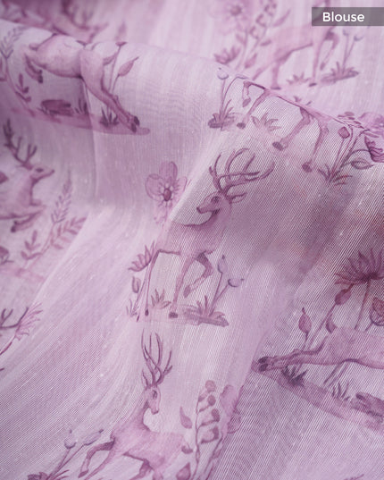 Linen Silk With Printed Butties - Baby Pink