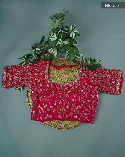 Italian Crape Mirror Work Booties With Kardhana Work - Pink