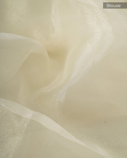 Tissue Organza Thread Embroidery Buttis with Scallop Border Kardana Work - Off White