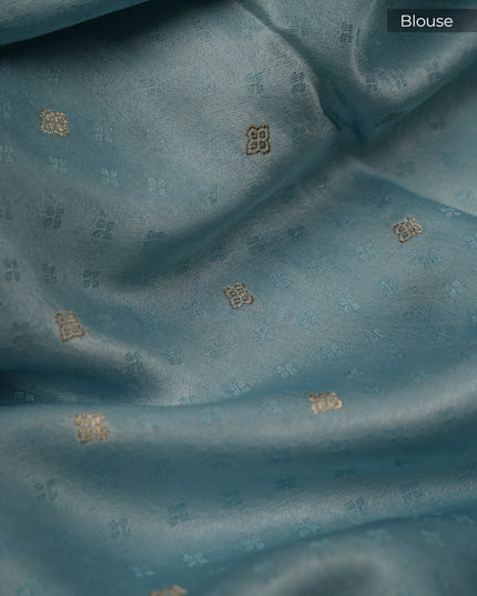 Banaras Silk Silver Butti Meenakari Border with Silver Zari - Blue