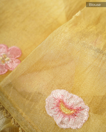 Tissue Organza Embossed Work Lace Border - Lemon Yellow