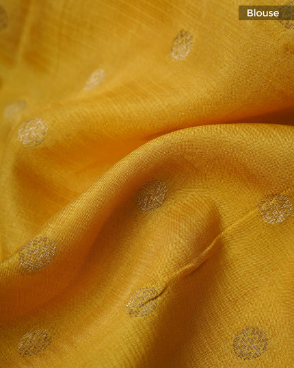 Munga Kota Silk With Silver Butties And Satin Boarder With Meenakari - Yellow