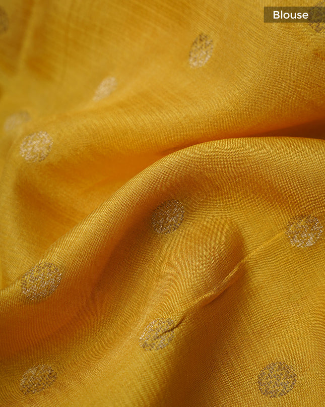 Munga Kota Silk With Silver Butties And Satin Boarder With Meenakari - Yellow