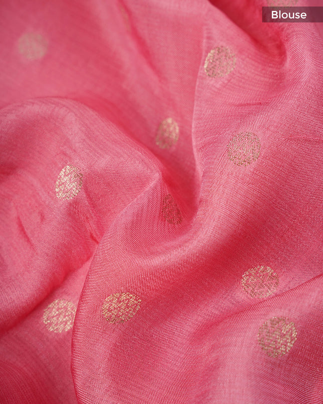 Munga Kota Silk With Silver Butties And Satin Boarder With Meenakari - Pink