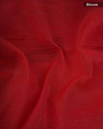 Linen Silk with Knot work and Contrast Border- Half White