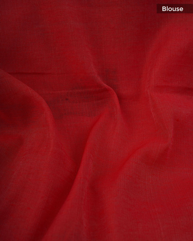 Linen Silk with Knot work and Contrast Border- Half White