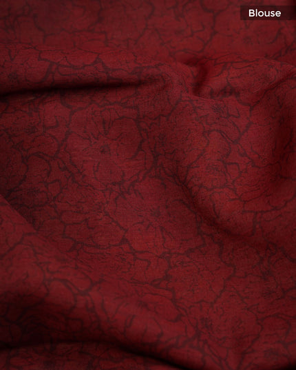 Muslin Silk Allover Digital Print with Contrast Border- Black