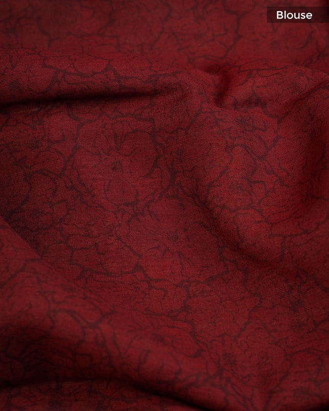 Muslin Silk Allover Digital Print with Contrast Border- Black