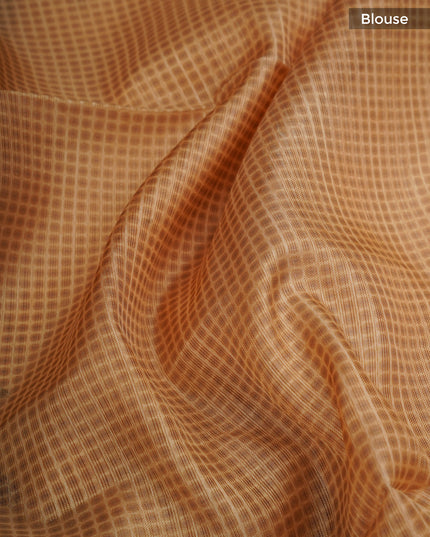 Kota Silk Saree With Digital Print And Contrast Border - Cream