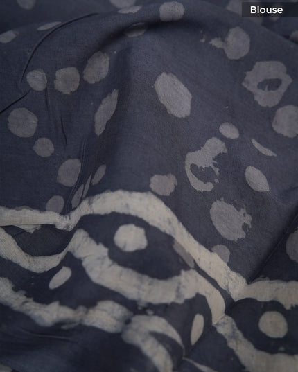 Cotton saree with Bagru printed - Dark Grey