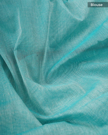 Chanderi Silk Floral Print With Contrast Border - Rama Green