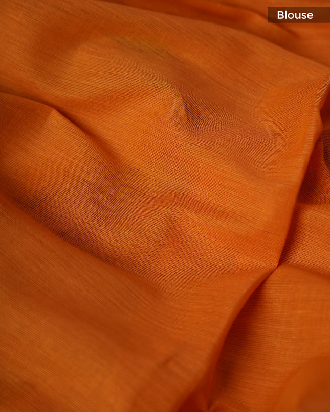 Handloom Cotton Thread Embroidery Butties Gold Border - Mustard