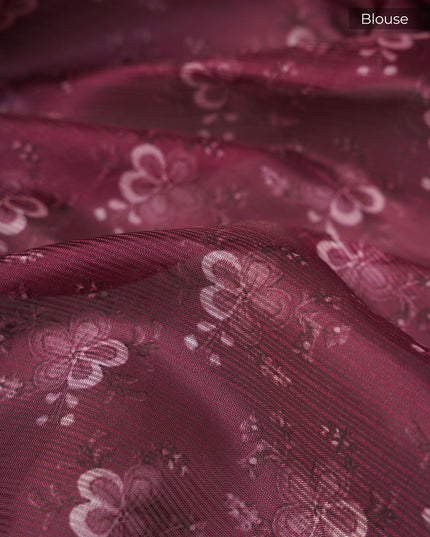 Silk Kota Lehariya Design With Mirror Work - Magenta