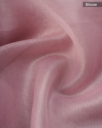 Linen Tissue Saree With Applique Work And Scallop Border - Lavender