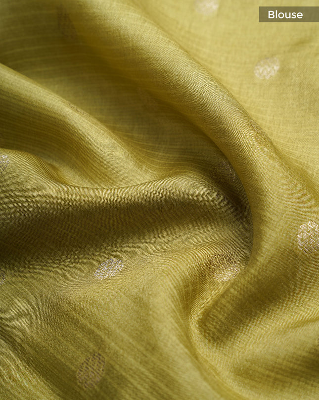 Munga Kota Silk With Silver Butties And Satin Boarder With Meenakari - Light Yellow