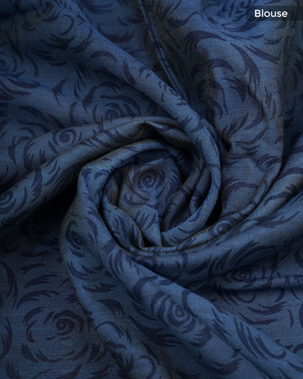 Chanderi Silk Floral Print With Contrast Border - Maroon