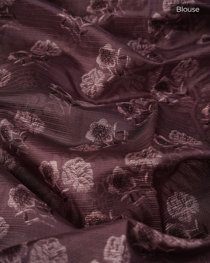 Silk Kota Lehariya Design With Mirror Work - Brown