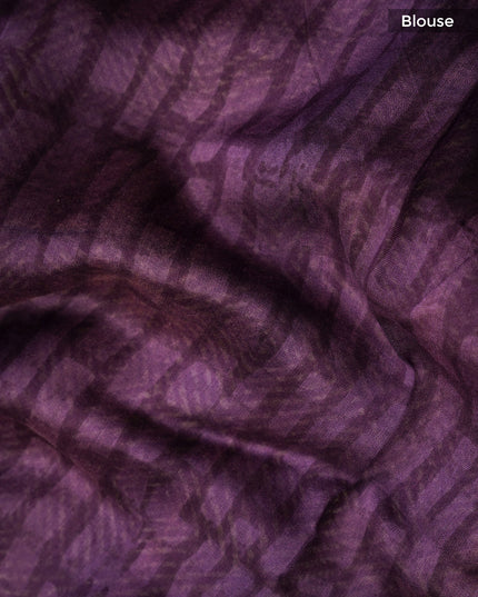 Chanderi Silk Allover Print with Antique Zari Border - Lavender