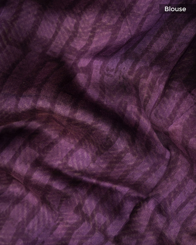 Chanderi Silk Allover Print with Antique Zari Border - Lavender