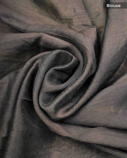 Muslin Silk Digital Print With Gold Zari Border - M Green