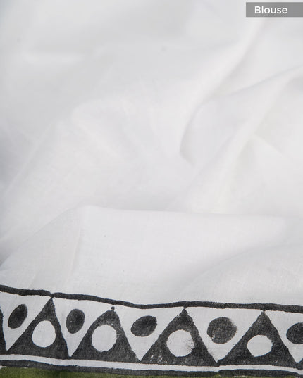 Mul cotton saree with Warli print  - White