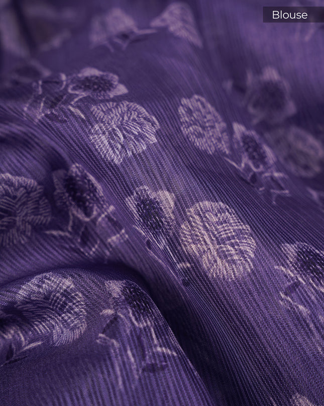 Silk Kota Lehariya Design With Mirror Work - Lavender