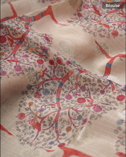 Silk Kota Saree With Allover Thread Work - Onion Pink