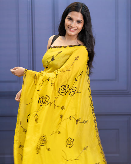 Russian Crape Silk Saree with Bits Work