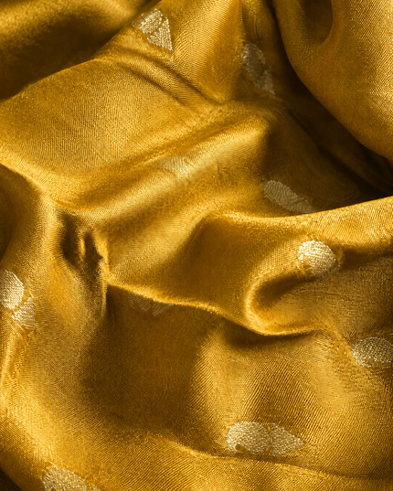 Kora Organza Saree with Jamdani Weaving and Self Border  -Mustard