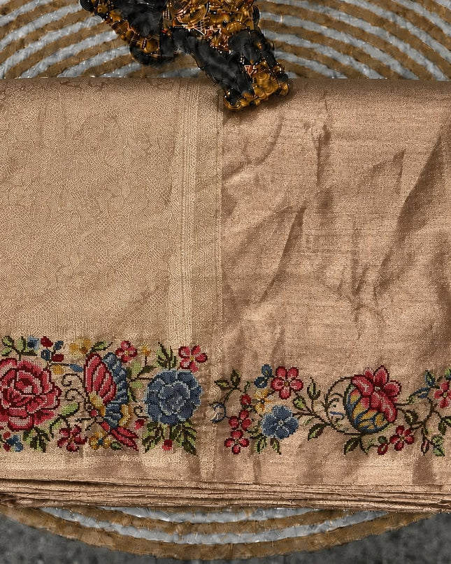 Tissue Banaras Saree with Pet point Border- Light Pink