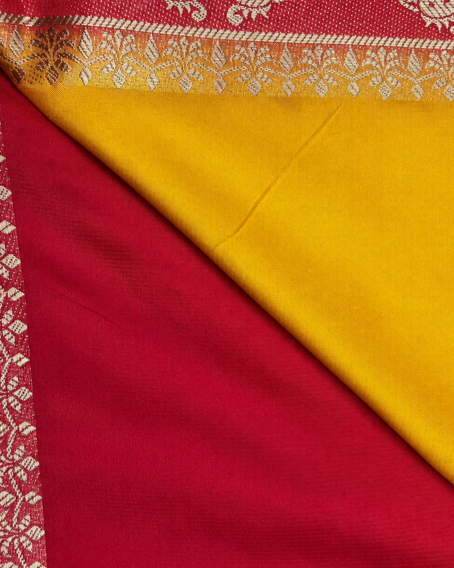 Mysore Silk sarees with  Gandaberunda Design  Contrast  Border - Mustard