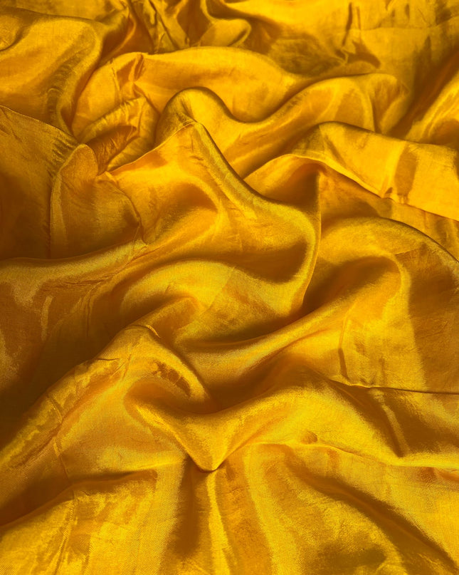 Chinon Crepe Saree With Golden Checks Design and Thread Embroidery Border - Mustard