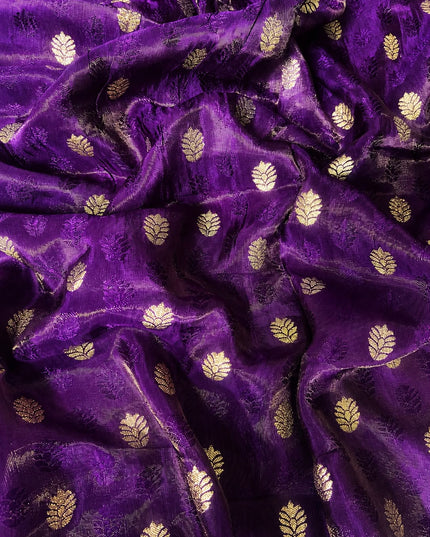Green Silk Saree with Checks Design And Temple Design Border - Purple