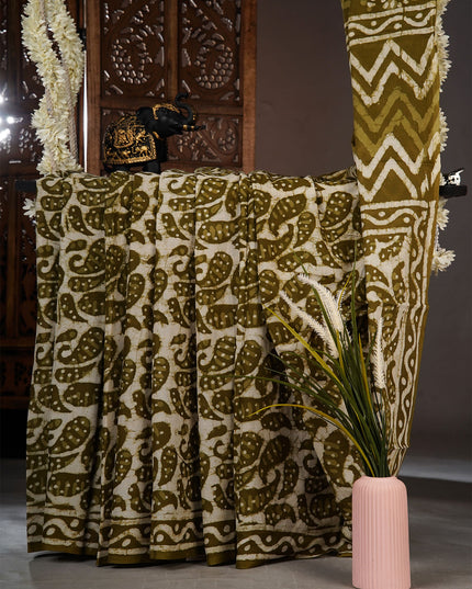 cotton saree with Bagru printed - Mustard
