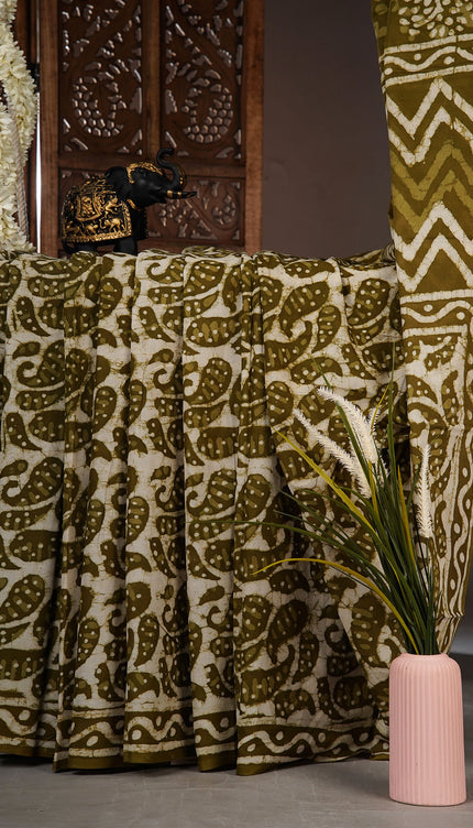 cotton saree with Bagru printed - Mustard
