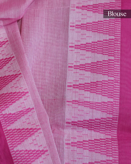 Mangalagiri cotton foral print contrast Border - Cream & Pink