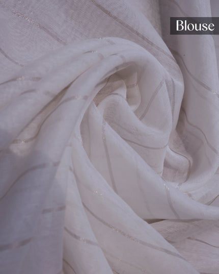 Soft chanderi silk saree with thread embroidery buttis - White