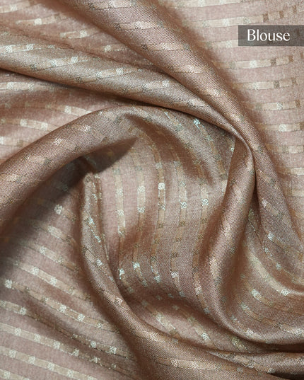 Tussar silk saree floral print with weaving check border - Gold