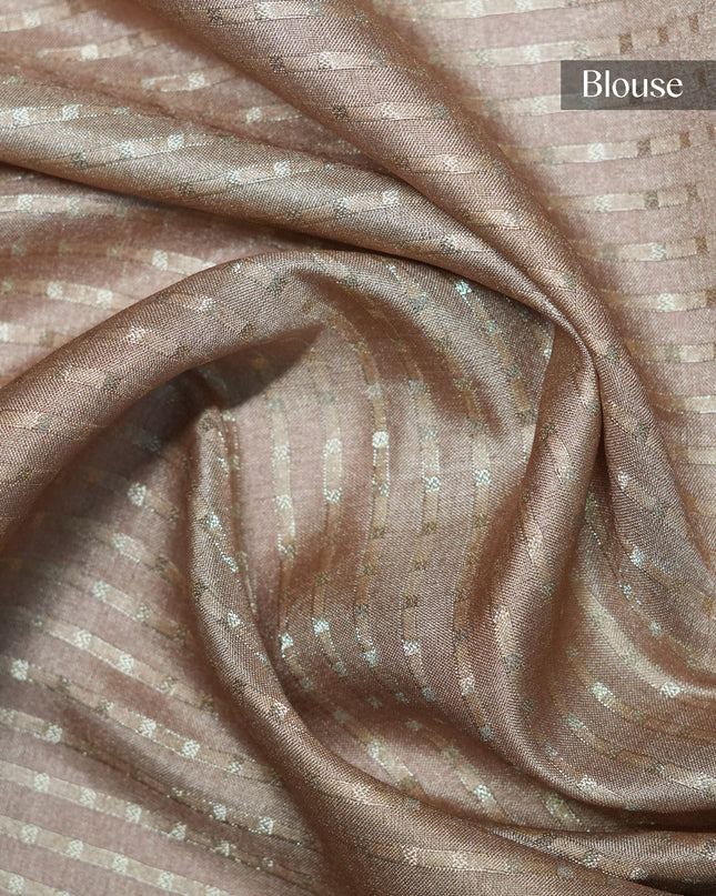 Tussar silk saree floral print with weaving check border - Gold