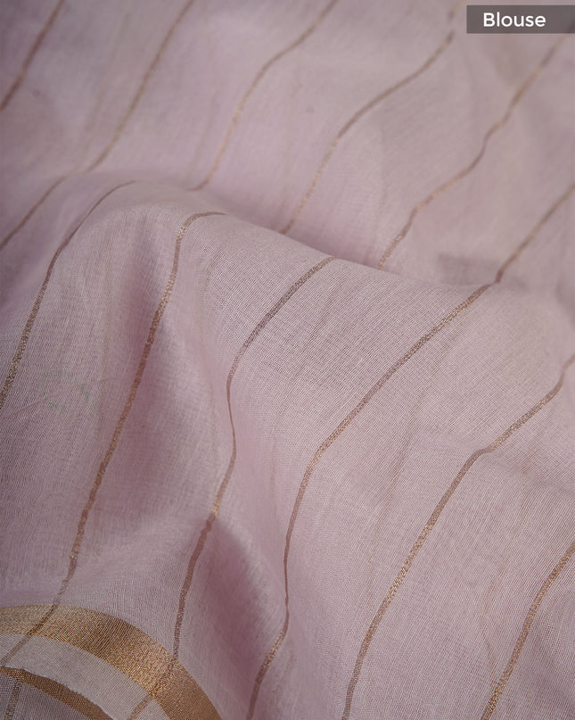Mul  chanderi saree with thread embroidery butties -Baby Pink