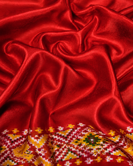 Ikkat Silk Saree with Kaddi  Border  -Red