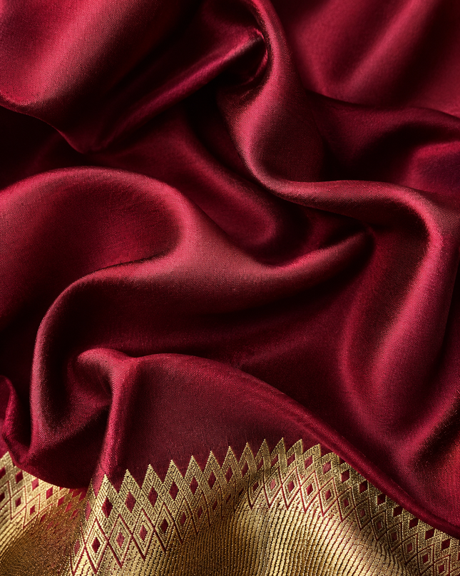 Semi Raw Silk Saree With Gold Zari Weaving Meenakari Butties and kaddi Border - Maroon